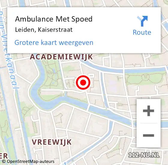 Locatie op kaart van de 112 melding: Ambulance Met Spoed Naar Leiden, Kaiserstraat op 11 mei 2017 14:15