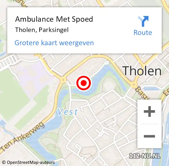 Locatie op kaart van de 112 melding: Ambulance Met Spoed Naar Tholen, Parksingel op 11 mei 2017 15:21