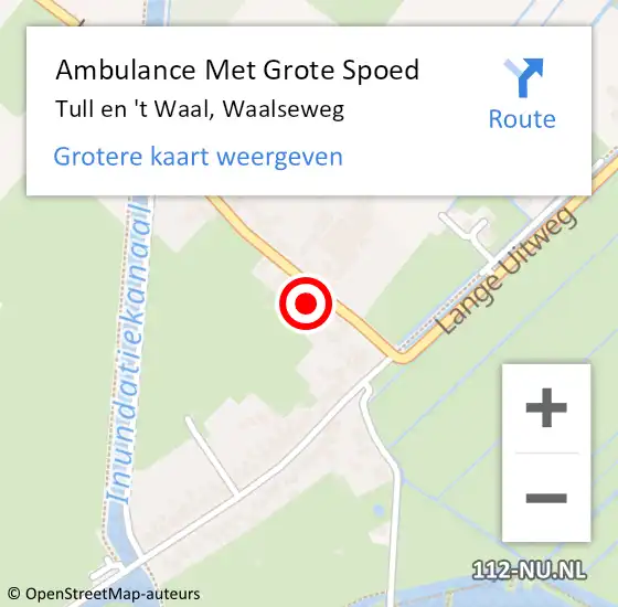 Locatie op kaart van de 112 melding: Ambulance Met Grote Spoed Naar Tull en 't Waal, Waalseweg op 11 mei 2017 15:57