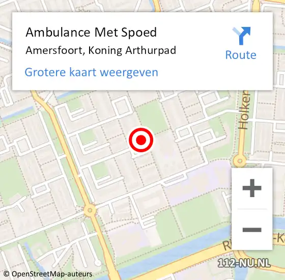 Locatie op kaart van de 112 melding: Ambulance Met Spoed Naar Amersfoort, Koning Arthurpad op 11 mei 2017 16:00