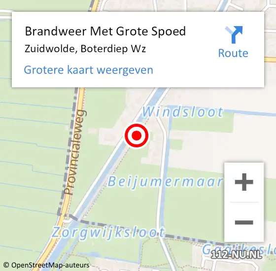 Locatie op kaart van de 112 melding: Brandweer Met Grote Spoed Naar Zuidwolde, Boterdiep Wz op 11 mei 2017 16:11