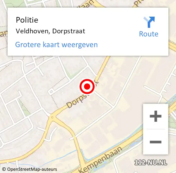 Locatie op kaart van de 112 melding: Politie Veldhoven, Dorpstraat op 11 mei 2017 16:35