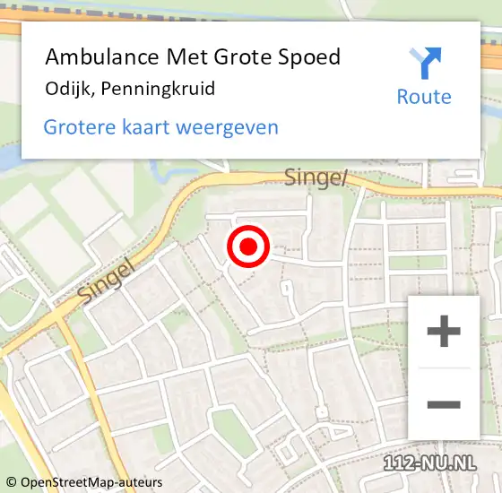 Locatie op kaart van de 112 melding: Ambulance Met Grote Spoed Naar Odijk, Penningkruid op 11 mei 2017 16:39