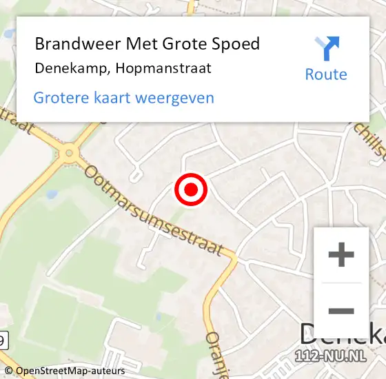 Locatie op kaart van de 112 melding: Brandweer Met Grote Spoed Naar Denekamp, Hopmanstraat op 11 mei 2017 16:41