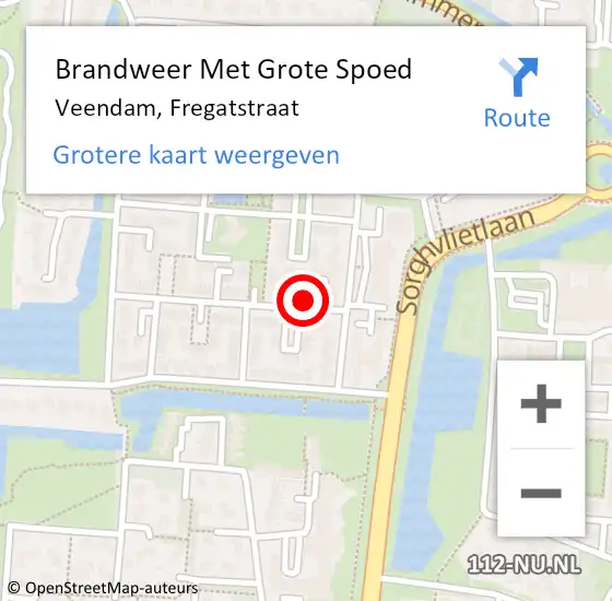 Locatie op kaart van de 112 melding: Brandweer Met Grote Spoed Naar Veendam, Fregatstraat op 11 mei 2017 16:53