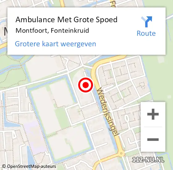 Locatie op kaart van de 112 melding: Ambulance Met Grote Spoed Naar Montfoort, Fonteinkruid op 11 mei 2017 16:54