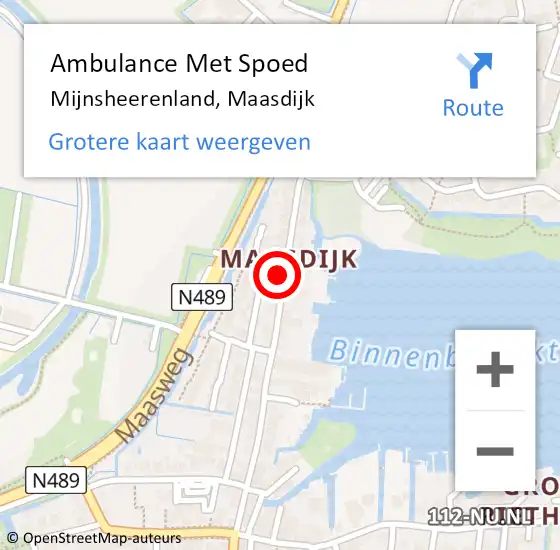 Locatie op kaart van de 112 melding: Ambulance Met Spoed Naar Mijnsheerenland, Maasdijk op 11 mei 2017 17:14