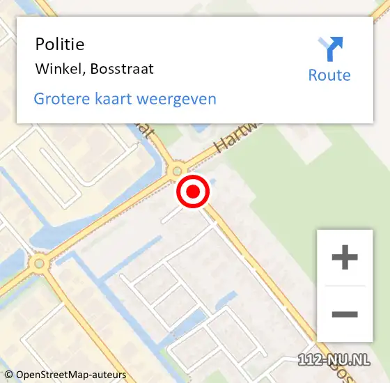 Locatie op kaart van de 112 melding: Politie Winkel, Bosstraat op 11 mei 2017 17:54