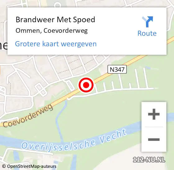 Locatie op kaart van de 112 melding: Brandweer Met Spoed Naar Ommen, Coevorderweg op 11 mei 2017 18:17