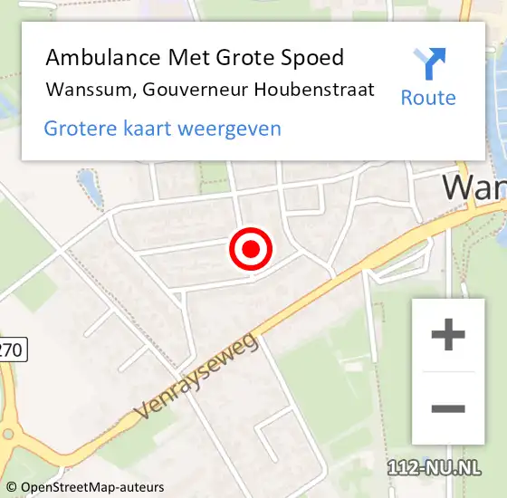 Locatie op kaart van de 112 melding: Ambulance Met Grote Spoed Naar Wanssum, Gouverneur Houbenstraat op 11 mei 2017 18:20
