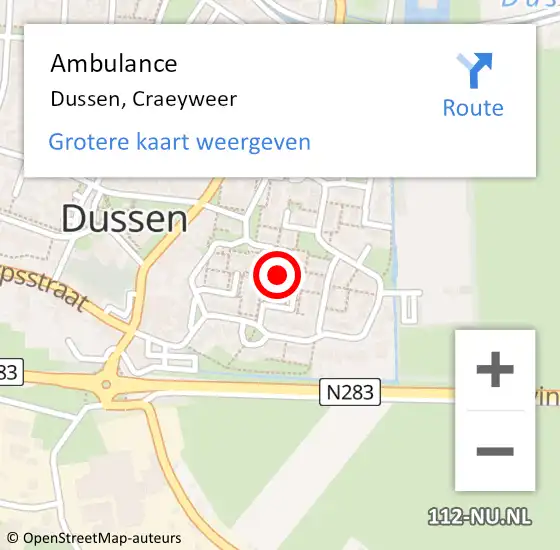 Locatie op kaart van de 112 melding: Ambulance Dussen, Craeyweer op 11 mei 2017 18:42