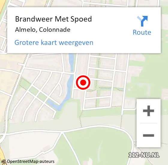 Locatie op kaart van de 112 melding: Brandweer Met Spoed Naar Almelo, Colonnade op 11 mei 2017 18:53