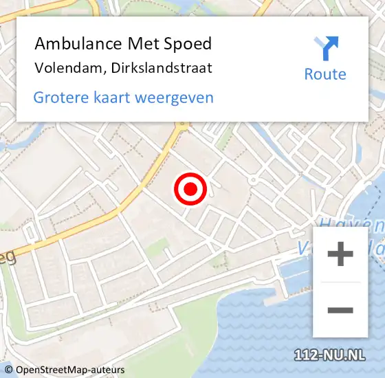 Locatie op kaart van de 112 melding: Ambulance Met Spoed Naar Volendam, Dirkslandstraat op 11 mei 2017 19:12