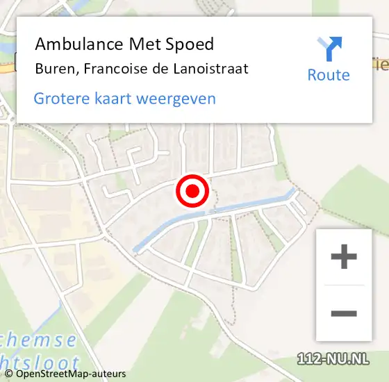 Locatie op kaart van de 112 melding: Ambulance Met Spoed Naar Buren, Francoise de Lanoistraat op 11 mei 2017 19:16