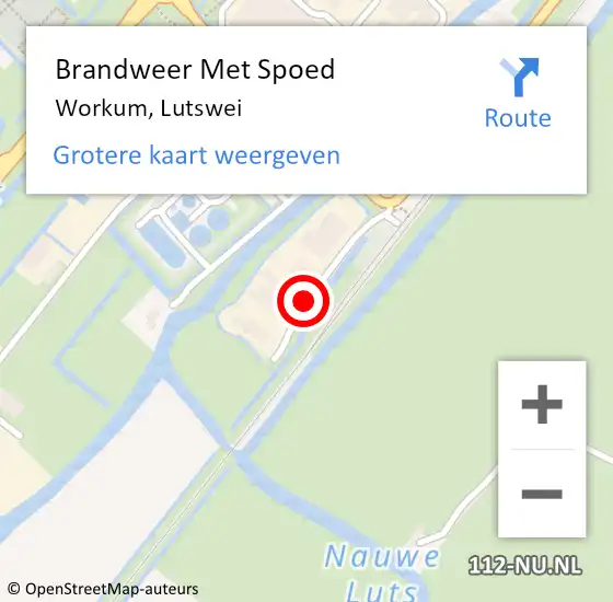 Locatie op kaart van de 112 melding: Brandweer Met Spoed Naar Workum, Lutswei op 11 mei 2017 19:49