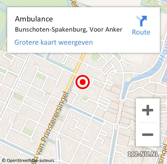 Locatie op kaart van de 112 melding: Ambulance Bunschoten-Spakenburg, Voor Anker op 11 mei 2017 19:51