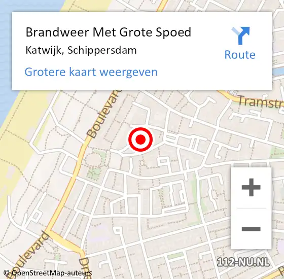 Locatie op kaart van de 112 melding: Brandweer Met Grote Spoed Naar Katwijk, Schippersdam op 11 mei 2017 20:17