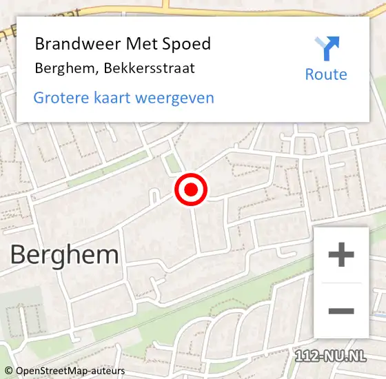 Locatie op kaart van de 112 melding: Brandweer Met Spoed Naar Berghem, Bekkersstraat op 11 mei 2017 21:30