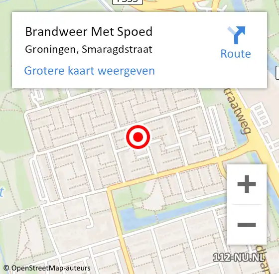 Locatie op kaart van de 112 melding: Brandweer Met Spoed Naar Groningen, Smaragdstraat op 11 mei 2017 21:42