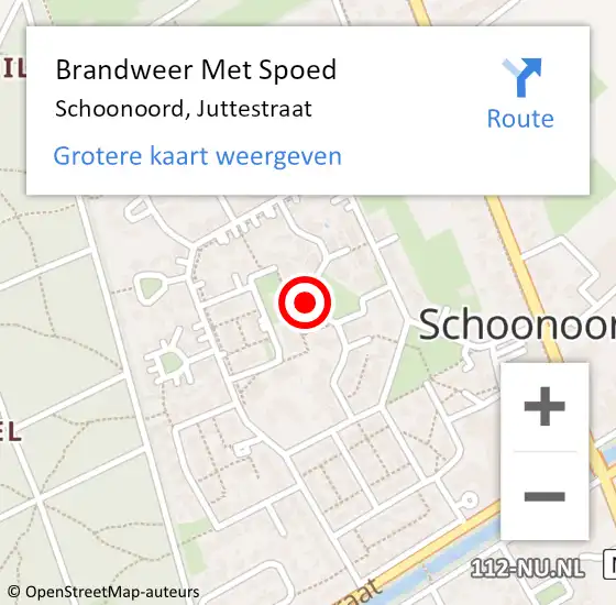 Locatie op kaart van de 112 melding: Brandweer Met Spoed Naar Schoonoord, Juttestraat op 11 mei 2017 22:00