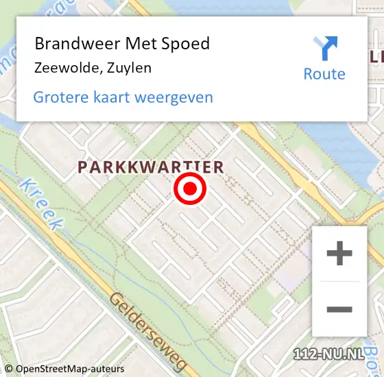 Locatie op kaart van de 112 melding: Brandweer Met Spoed Naar Zeewolde, Zuylen op 11 mei 2017 22:44