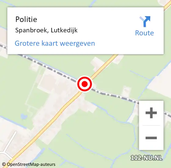 Locatie op kaart van de 112 melding: Politie Spanbroek, Lutkedijk op 11 mei 2017 22:47