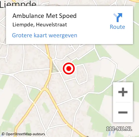 Locatie op kaart van de 112 melding: Ambulance Met Spoed Naar Liempde, Heuvelstraat op 11 mei 2017 22:48