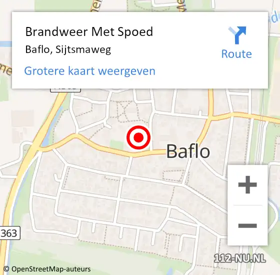 Locatie op kaart van de 112 melding: Brandweer Met Spoed Naar Baflo, Sijtsmaweg op 11 mei 2017 23:07