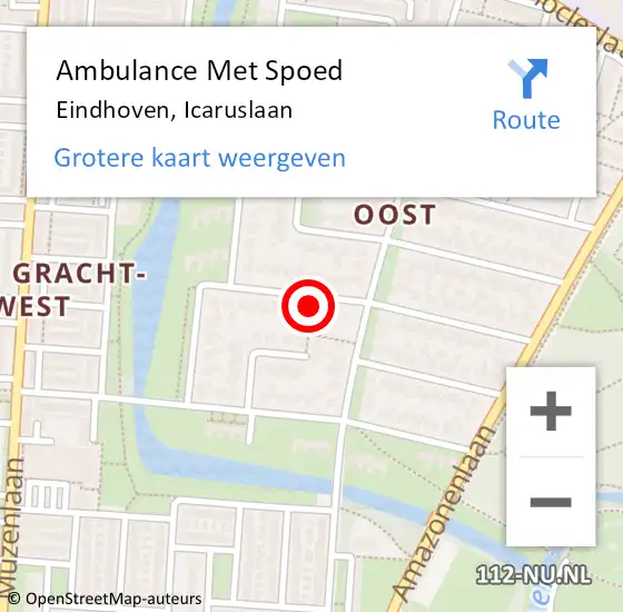 Locatie op kaart van de 112 melding: Ambulance Met Spoed Naar Eindhoven, Icaruslaan op 11 mei 2017 23:33