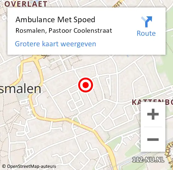 Locatie op kaart van de 112 melding: Ambulance Met Spoed Naar Rosmalen, Pastoor Coolenstraat op 12 mei 2017 00:46