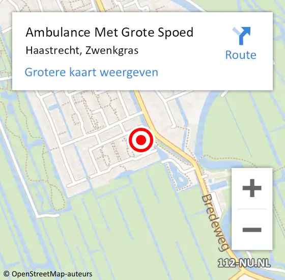 Locatie op kaart van de 112 melding: Ambulance Met Grote Spoed Naar Haastrecht, Zwenkgras op 12 mei 2017 01:59