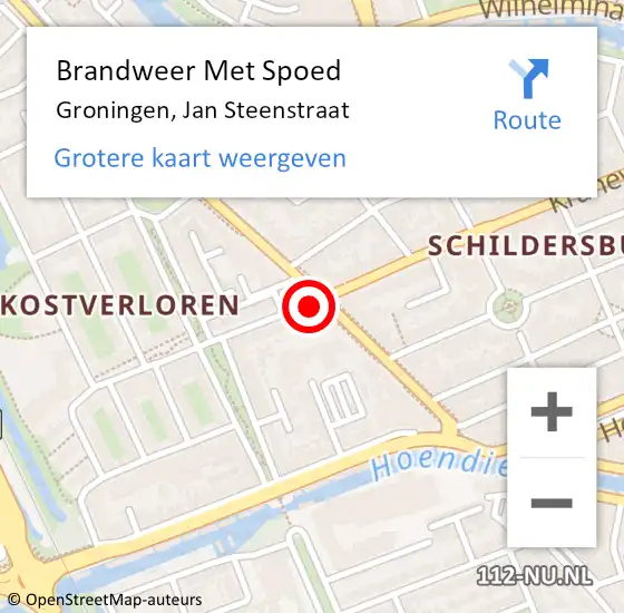 Locatie op kaart van de 112 melding: Brandweer Met Spoed Naar Groningen, Jan Steenstraat op 20 januari 2014 09:40