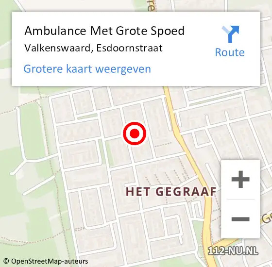 Locatie op kaart van de 112 melding: Ambulance Met Grote Spoed Naar Valkenswaard, Esdoornstraat op 12 mei 2017 03:14