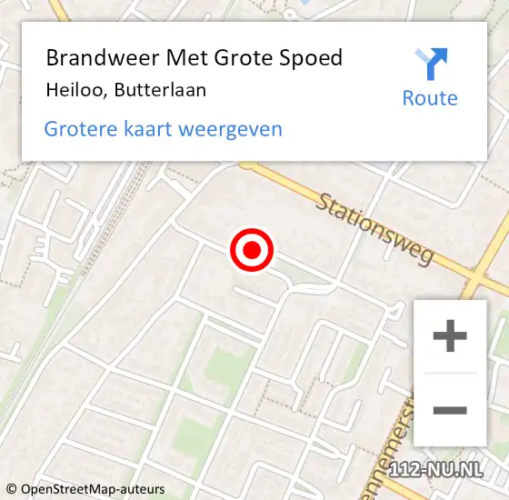 Locatie op kaart van de 112 melding: Brandweer Met Grote Spoed Naar Heiloo, Butterlaan op 12 mei 2017 03:25