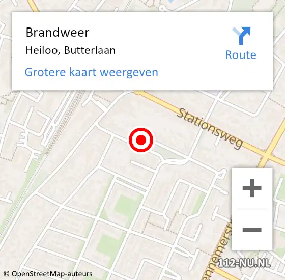 Locatie op kaart van de 112 melding: Brandweer Heiloo, Butterlaan op 12 mei 2017 03:38