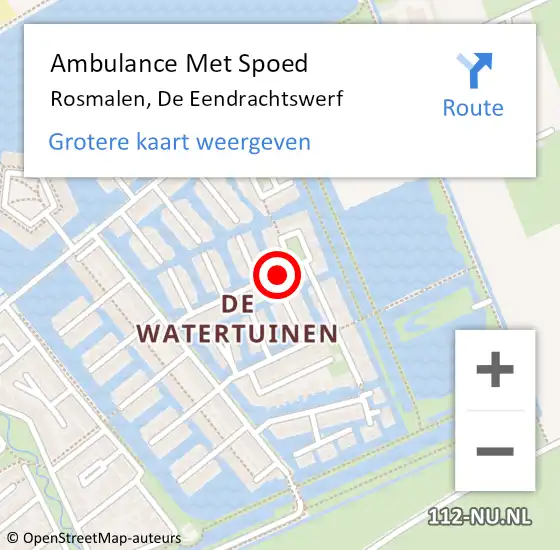 Locatie op kaart van de 112 melding: Ambulance Met Spoed Naar Rosmalen, De Eendrachtswerf op 12 mei 2017 05:53