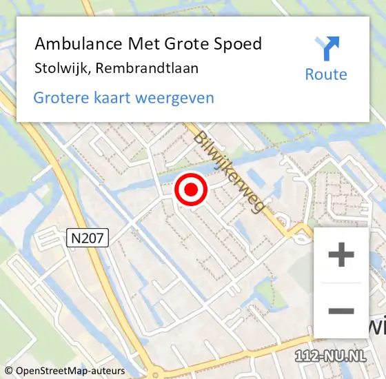 Locatie op kaart van de 112 melding: Ambulance Met Grote Spoed Naar Stolwijk, Rembrandtlaan op 12 mei 2017 07:25
