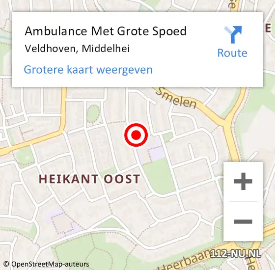 Locatie op kaart van de 112 melding: Ambulance Met Grote Spoed Naar Veldhoven, Middelhei op 12 mei 2017 07:26