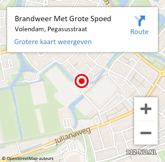 Locatie op kaart van de 112 melding: Brandweer Met Grote Spoed Naar Volendam, Pegasusstraat op 12 mei 2017 07:41