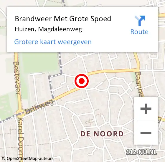 Locatie op kaart van de 112 melding: Brandweer Met Grote Spoed Naar Huizen, Magdaleenweg op 12 mei 2017 07:47