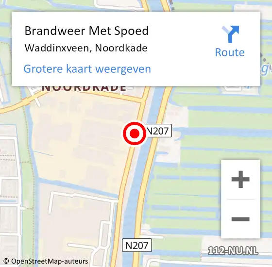 Locatie op kaart van de 112 melding: Brandweer Met Spoed Naar Waddinxveen, Noordkade op 12 mei 2017 08:42