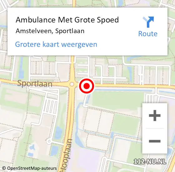 Locatie op kaart van de 112 melding: Ambulance Met Grote Spoed Naar Amstelveen, Sportlaan op 12 mei 2017 08:47