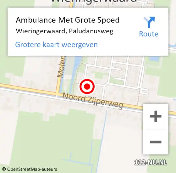 Locatie op kaart van de 112 melding: Ambulance Met Grote Spoed Naar Wieringerwaard, Paludanusweg op 12 mei 2017 09:18