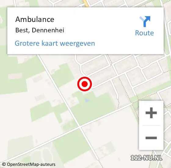 Locatie op kaart van de 112 melding: Ambulance Best, Dennenhei op 12 mei 2017 09:24