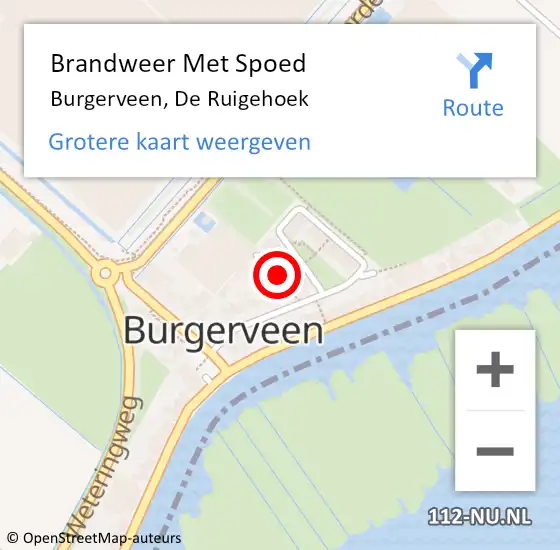 Locatie op kaart van de 112 melding: Brandweer Met Spoed Naar Burgerveen, De Ruigehoek op 12 mei 2017 09:43
