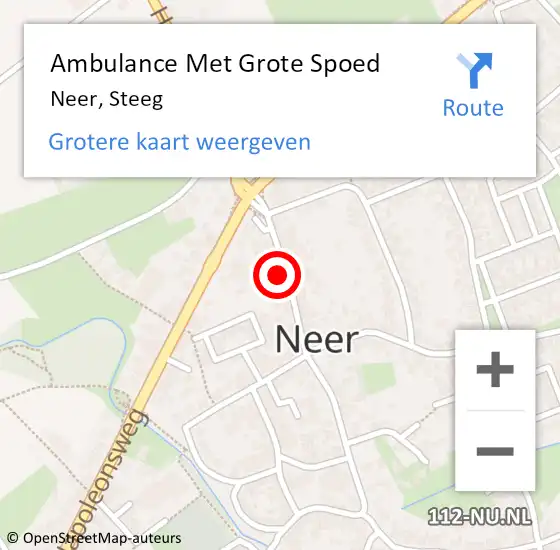 Locatie op kaart van de 112 melding: Ambulance Met Grote Spoed Naar Neer, Steeg op 12 mei 2017 09:45