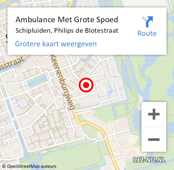 Locatie op kaart van de 112 melding: Ambulance Met Grote Spoed Naar Schipluiden, Philips de Blotestraat op 12 mei 2017 10:06