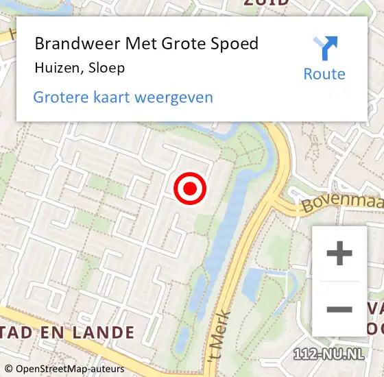 Locatie op kaart van de 112 melding: Brandweer Met Grote Spoed Naar Huizen, Sloep op 12 mei 2017 10:14