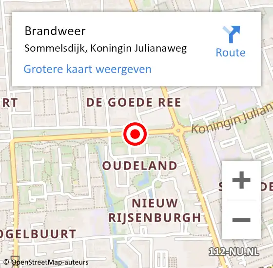 Locatie op kaart van de 112 melding: Brandweer Sommelsdijk, Koningin Julianaweg op 20 januari 2014 10:06