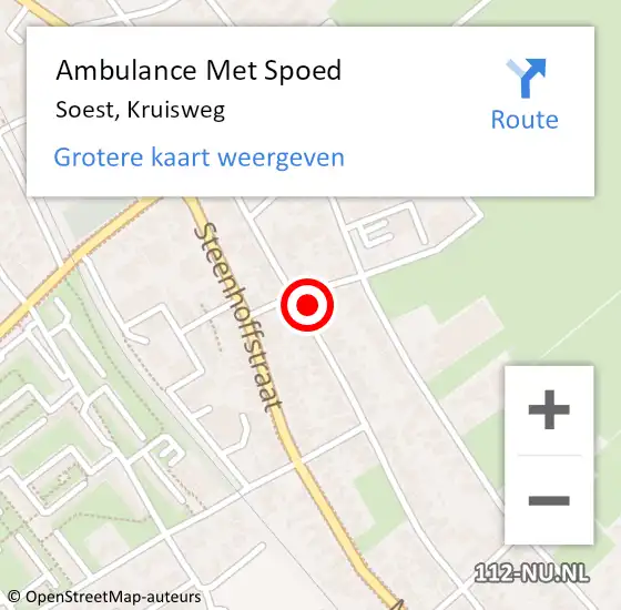 Locatie op kaart van de 112 melding: Ambulance Met Spoed Naar Soest, Kruisweg op 12 mei 2017 11:03